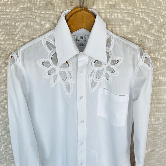VINTAGE Embroidered Buttoned Cutout Lace A… - Picture 6 of 16